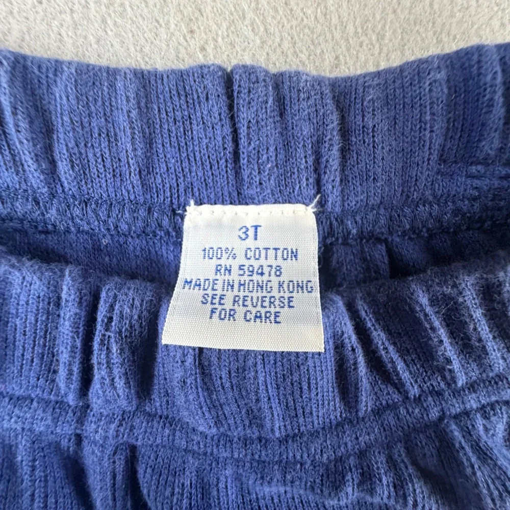 Vintage Knit Joggers Toddler 3T Blue Yellow Cotton Sweatpants Retro Streetwear
